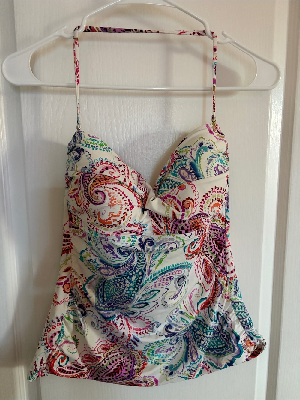 Ralph Lauren Multicolor Paisley Tankini Top - White Base